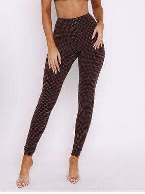 White Fox Embellished Legging Pants Sz XS